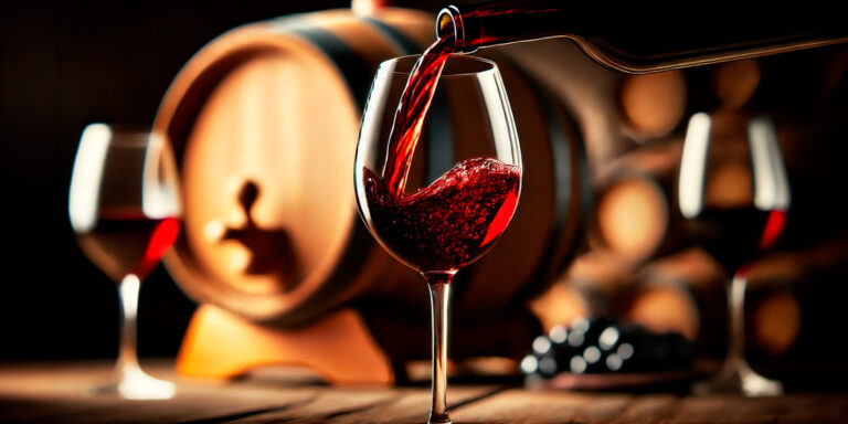 Estilo y Finanzas, cata de vinos, Ribera del Duero, seguro de auto, cotizador de seguros, copa de vino tinto de Ribera del Duero servido frente a un barril de madera.