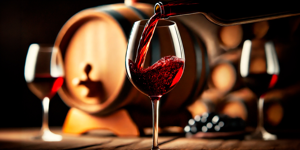 Estilo y Finanzas, cata de vinos, Ribera del Duero, seguro de auto, cotizador de seguros, copa de vino tinto de Ribera del Duero servido frente a un barril de madera.