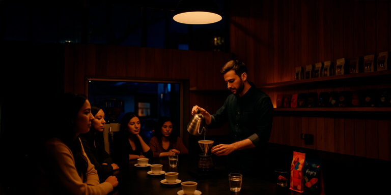 Estilo y Finanzas Experiencias, Clases de café en la Roma CDMX, Seguro de auto, cotizador de seguros, barista guía cata, Funky Café, aromas, degustación, café especial.